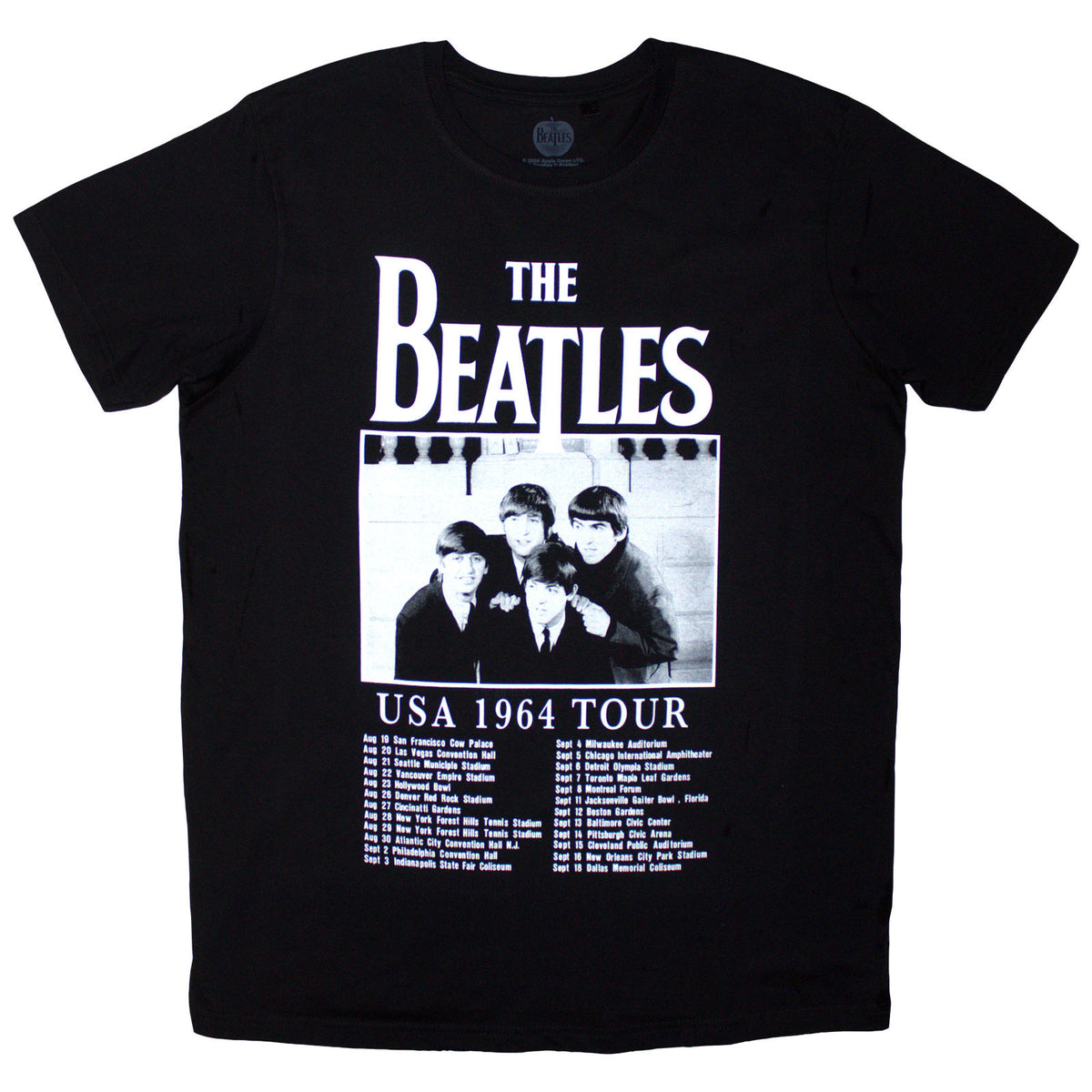 The Beatles Unisex T-Shirt: Tour '64 Dates (Black)