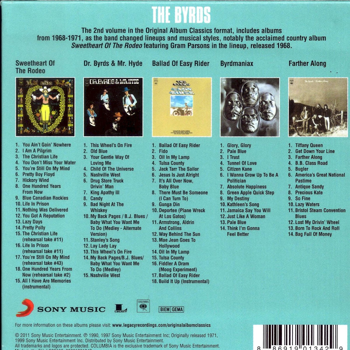 The Byrds – Original Album Classics — back cover