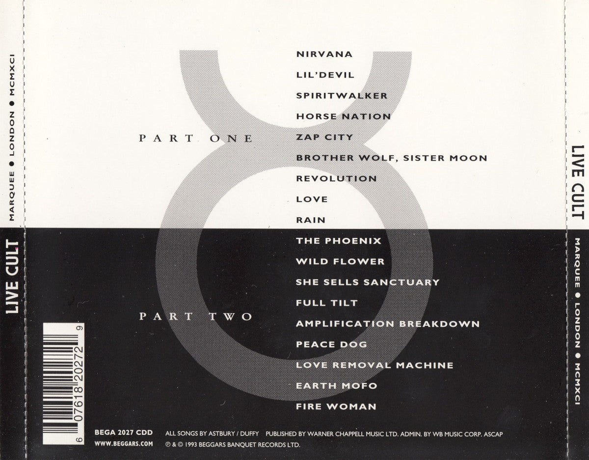 The Cult – Live Cult: Marquee London MCMXCI — back cover
