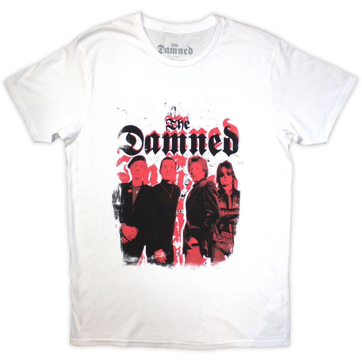 The Damned Unisex T-Shirt: Repeat Logo Photo (White)