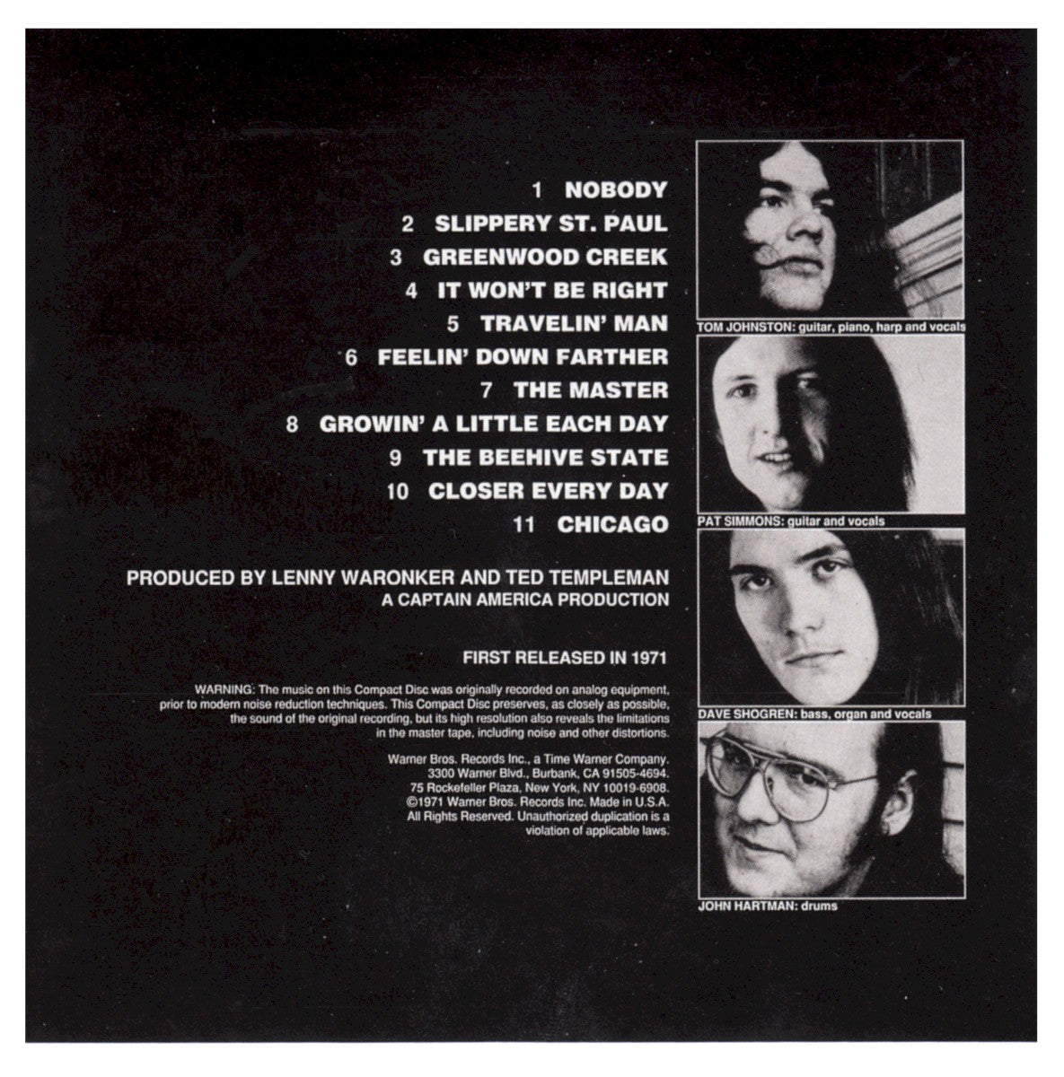 The Doobie Brothers – Original Album Series, Vol. 2 — back cover