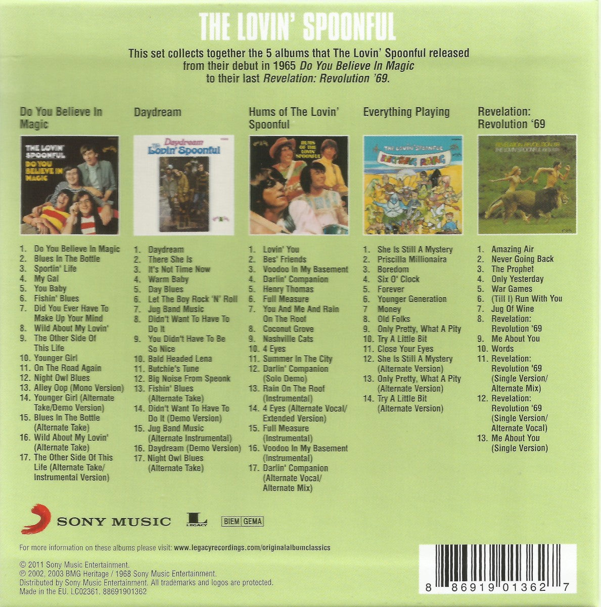 The Lovin’ Spoonful – Original Album Classics — back cover
