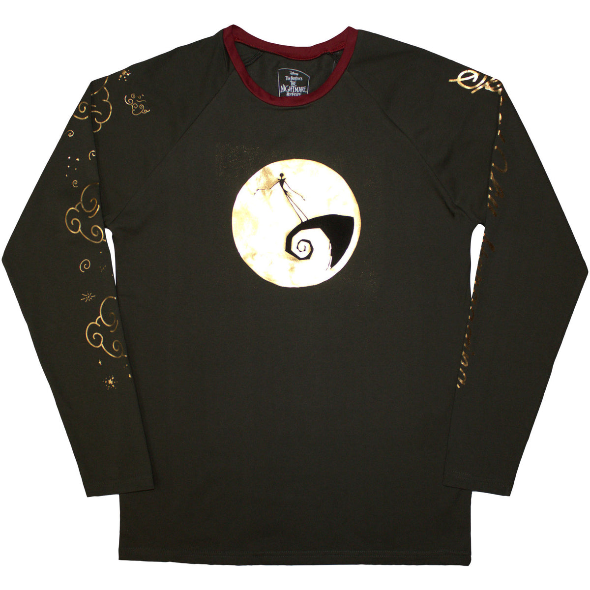 The Nightmare Before Christmas Unisex Long Sleeve T-Shirt: Spiral Hill (Green) (Embellished)