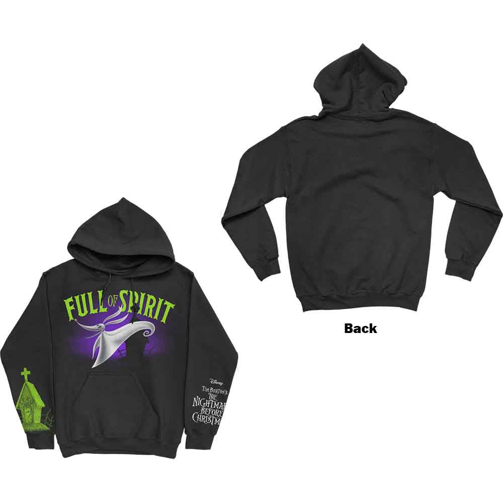 The Nightmare Before Christmas Unisex Pullover Hoodie: Full of Spirit (Black) (Sleeve Print)