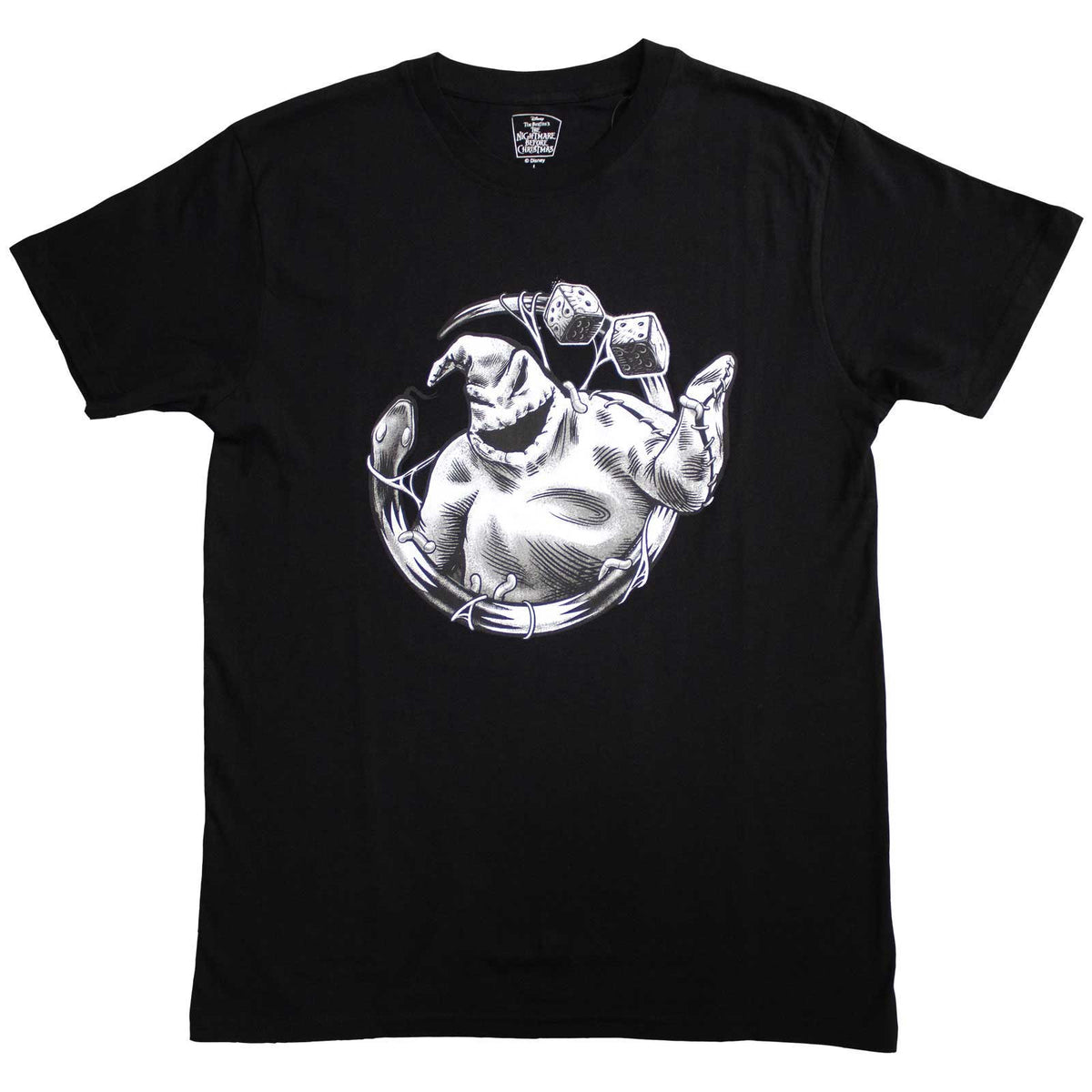 The Nightmare Before Christmas Unisex T-Shirt: Oogie Roll (Black)