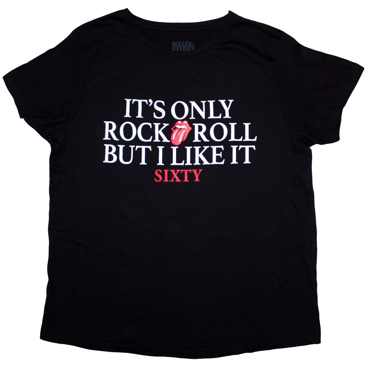 The Rolling Stones Ladies T-Shirt: Sixty It's only R&R but I like it Foiled Print (Black) (Embellished)