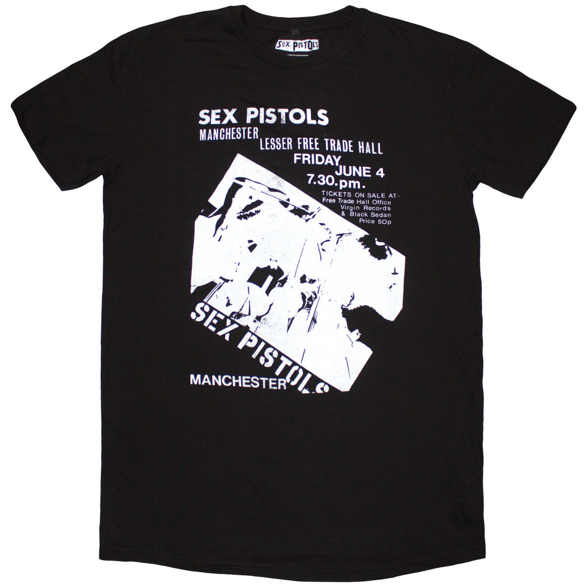 The Sex Pistols Ladies T-Shirt Dress: Manchester Flyer (Black)