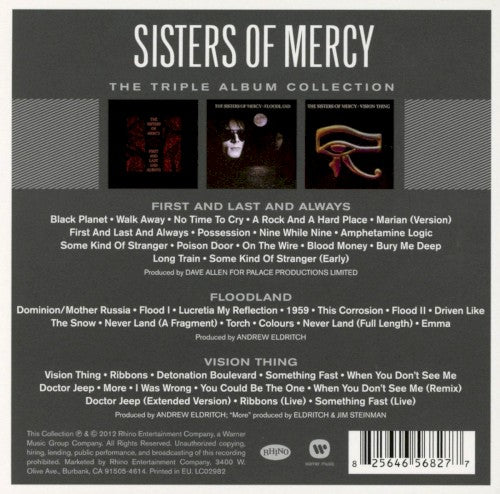 The Sisters of Mercy – First and Last and Always / Floodland / Vision Thing — back cover