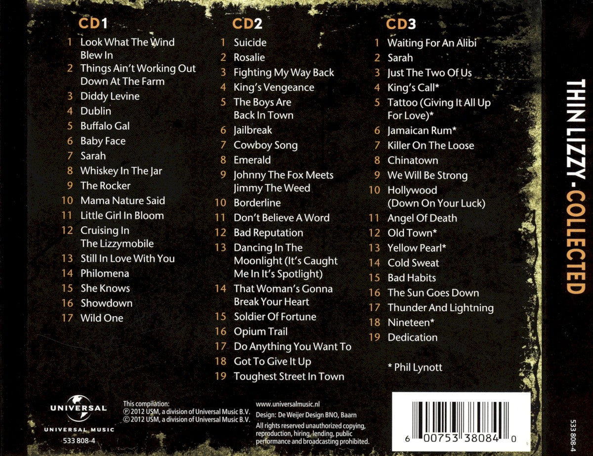 Thin Lizzy – Collected — back cover