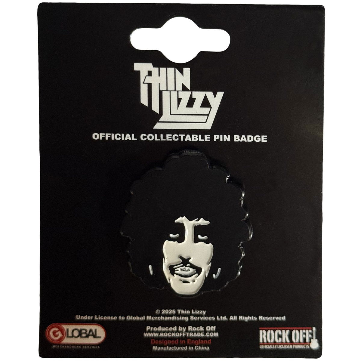 Thin Lizzy Pin Badge: Phil Portrait