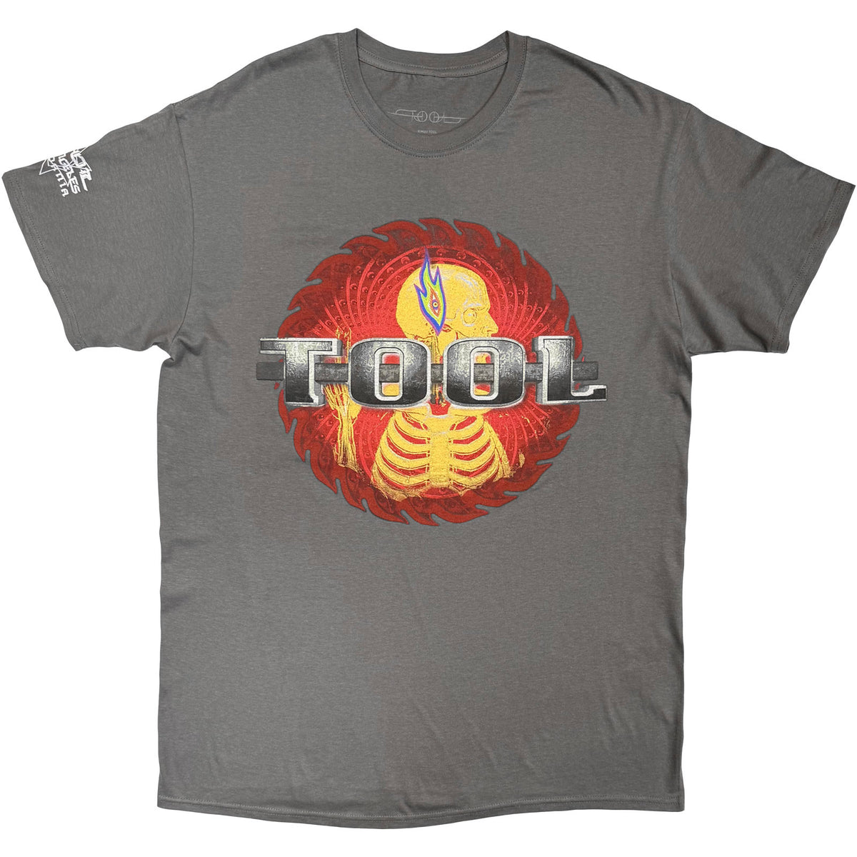 Tool Unisex T-Shirt: Red Ring Logo (Charcoal Grey) (Sleeve Print)