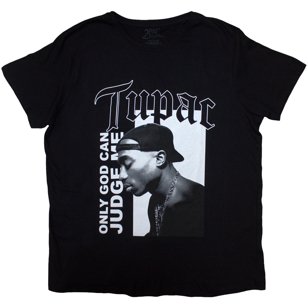 Tupac Ladies T-Shirt: Only God Text (Black)