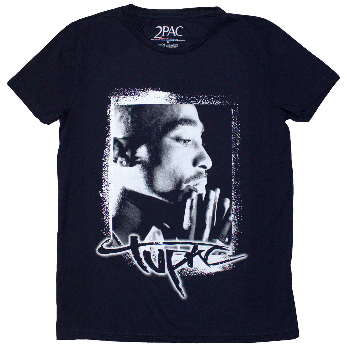 Tupac Ladies T-Shirt: Spray Photo (Navy Blue)
