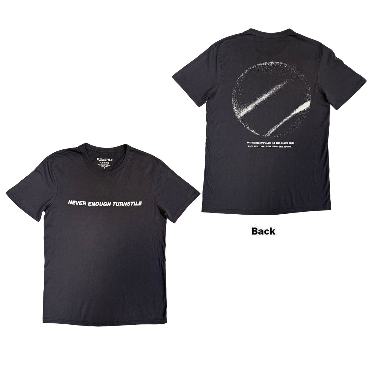 Turnstile Unisex T-Shirt: Right Place, Right Time (Charcoal Grey) (Back Print)