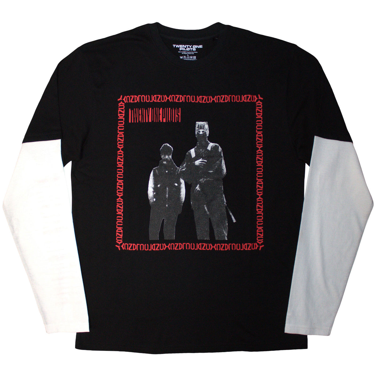 Twenty One Pilots Unisex Layered Long Sleeve T-Shirt: Run Frame (Black & White)