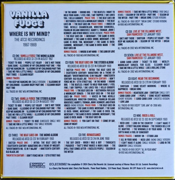 Vanilla Fudge – Where Is My Mind?: The Atco Recordings 1967-1969 — back cover