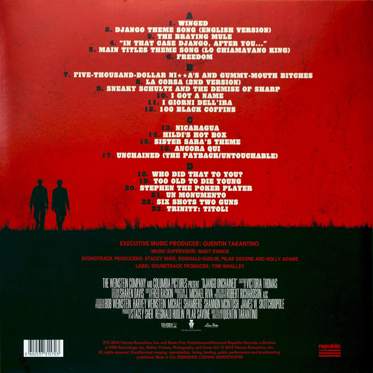 Various Artists – Django Unchained: Original Motion Picture Soundtrack — back cover