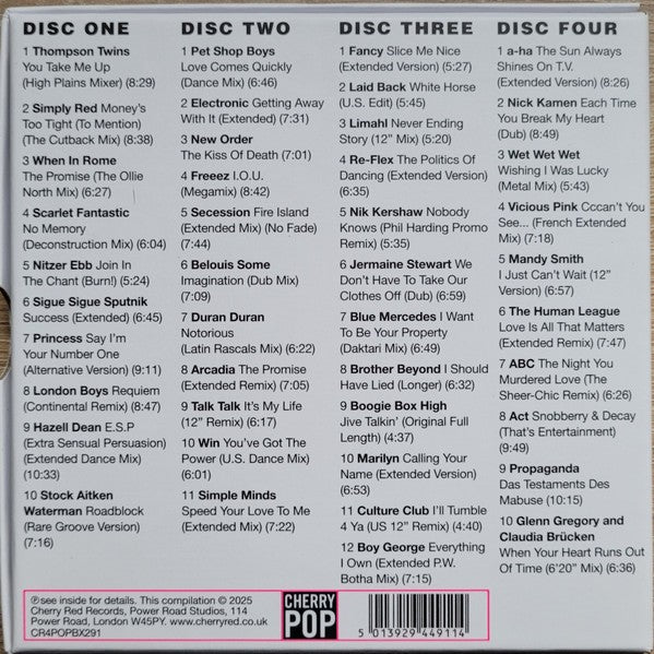 Various Artists – Extended Stimulation: 12" Pop Adventures on the Dancefloor 1983-1988 — back cover