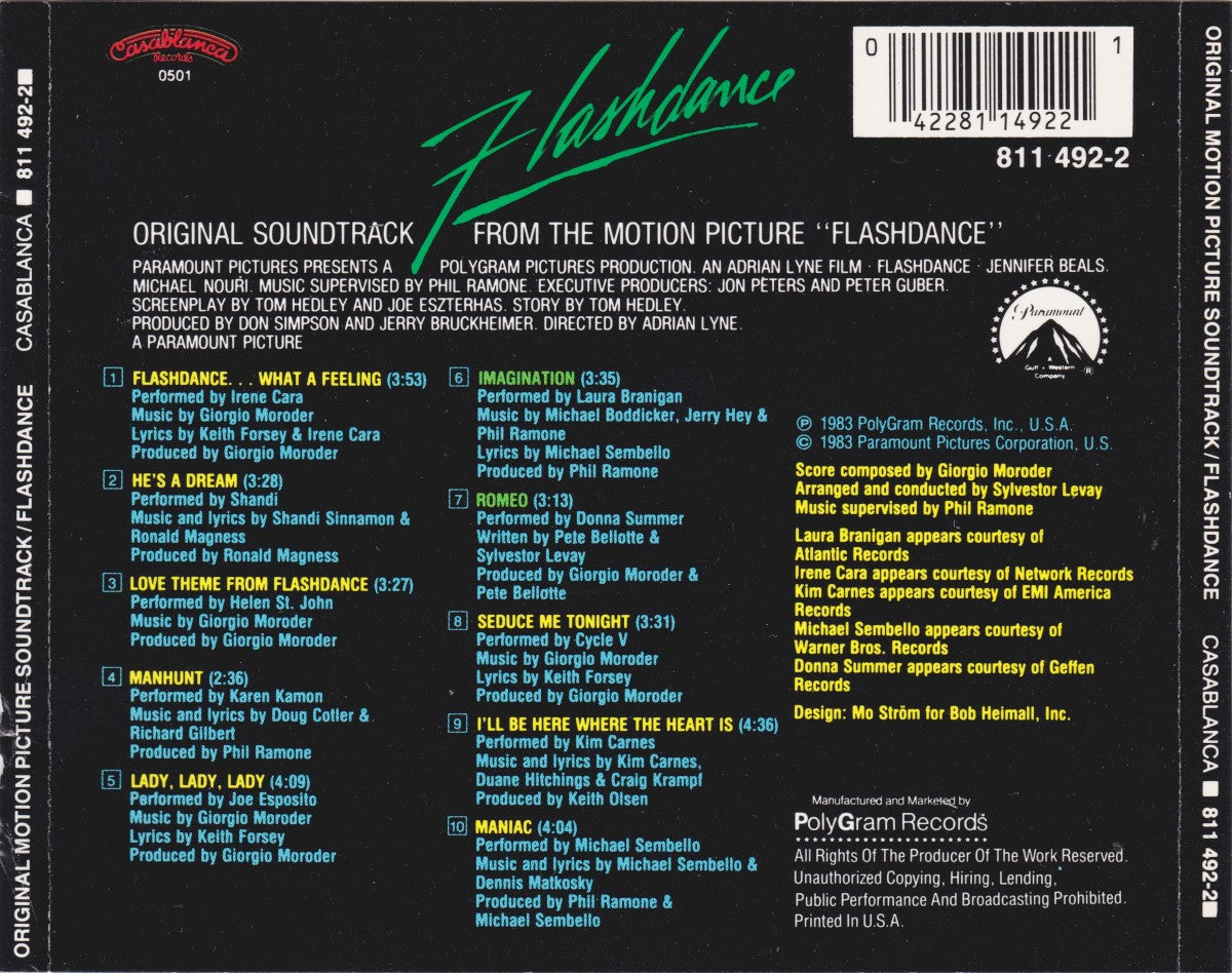 Various Artists – Flashdance: Original Soundtrack From the Motion Picture — back cover