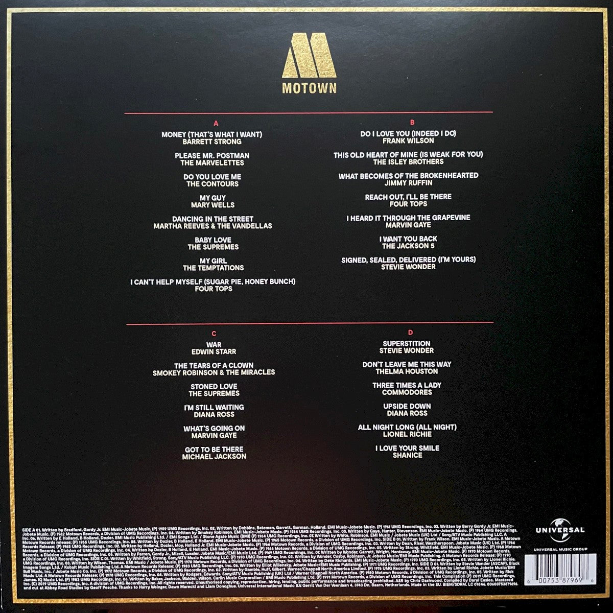 Various Artists – Motown Greatest Hits — back cover