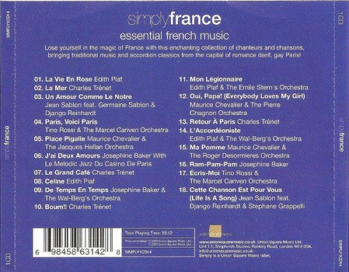 Various Artists – Simply France — back cover