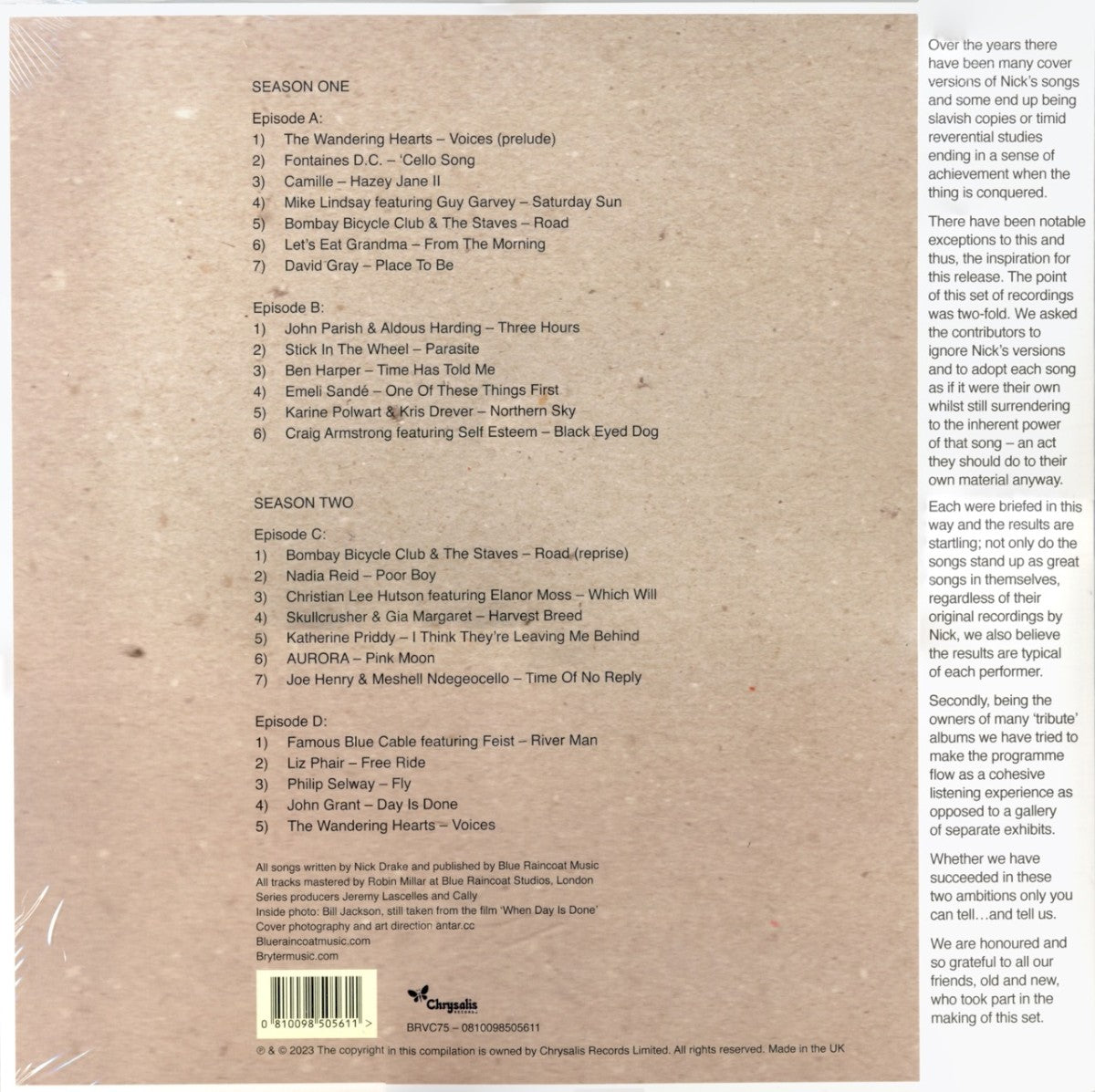 Various Artists – The Endless Coloured Ways: The Songs of Nick Drake — back cover