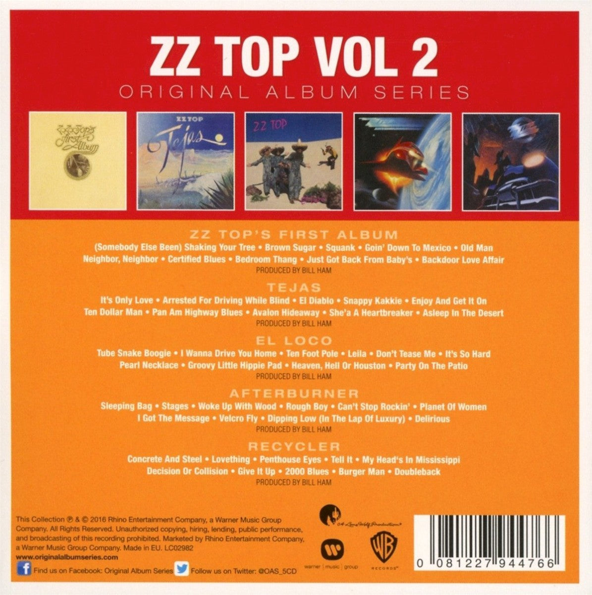 ZZ Top – Original Album Series, Volume 2 — back cover