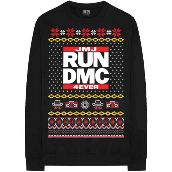 Juletrøje: Run DMC Unisex Sweatshirt: Holiday (Black) (Back Print)