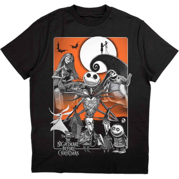 The Nightmare Before Christmas Unisex T-Shirt: Orange Moon (Black)
