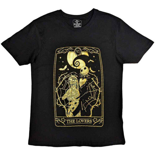 The Nightmare Before Christmas Unisex T-Shirt: Jack & Sally Lovers (Black) (Embellished)