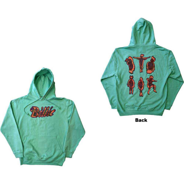 Billie Eilish Unisex Pullover Hoodie: Silhouettes (Green) (Back Print)